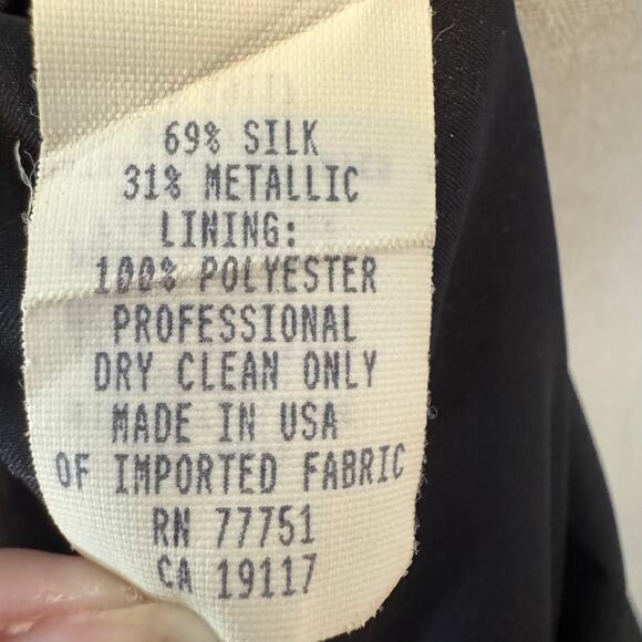 Betsey Johnson Vintage Metallic Silk Babydoll Puff Sleeve Dress Sz 8 Made in USA - Picture 6 of 7